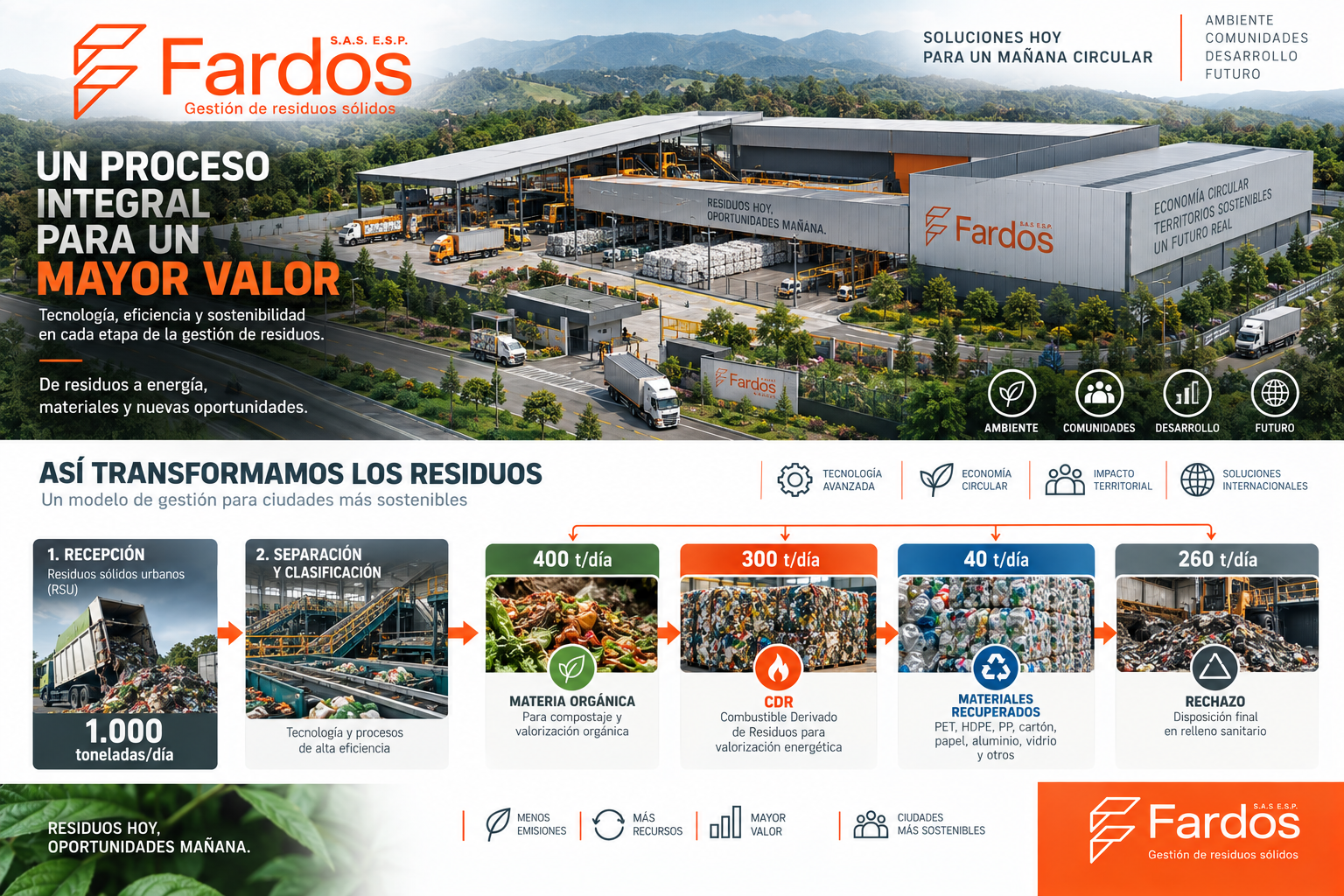 Modelo integral proyectado de gestión y valorización de residuos de Fardos